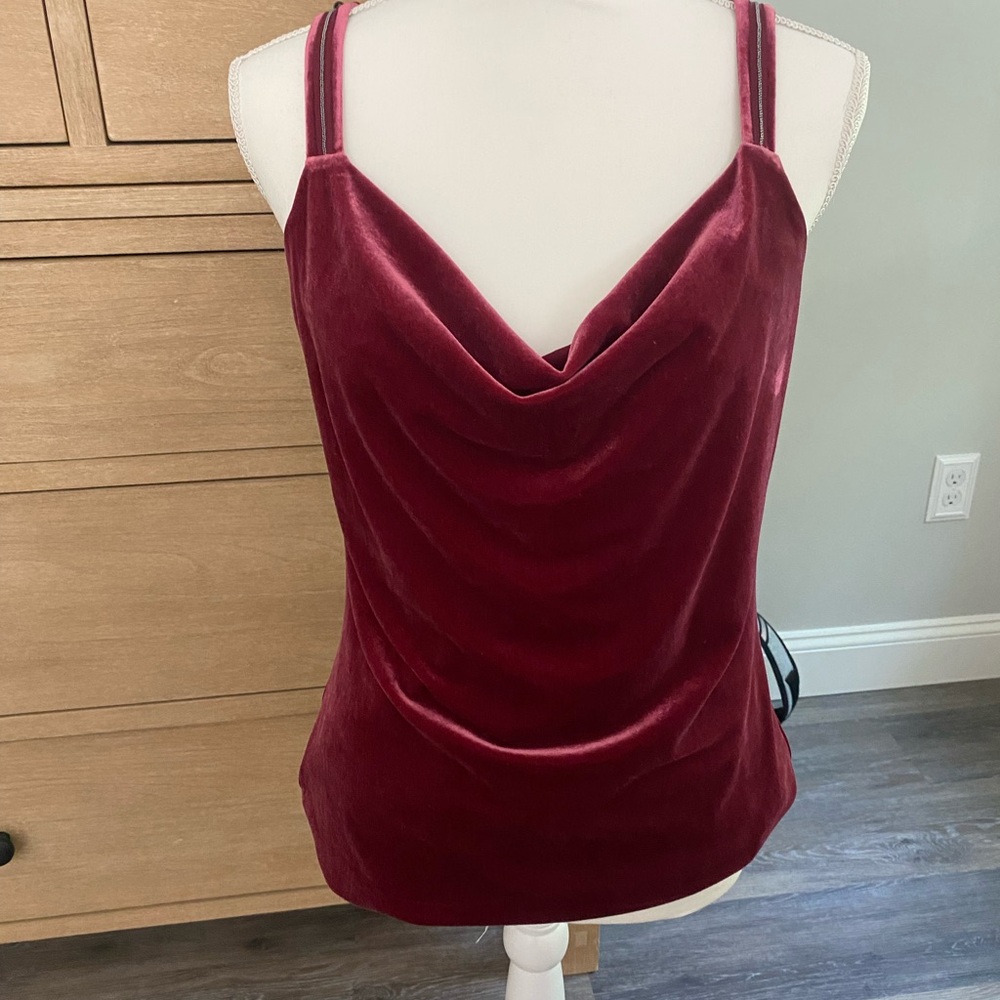 Rose color velvet White House Black Market holiday top